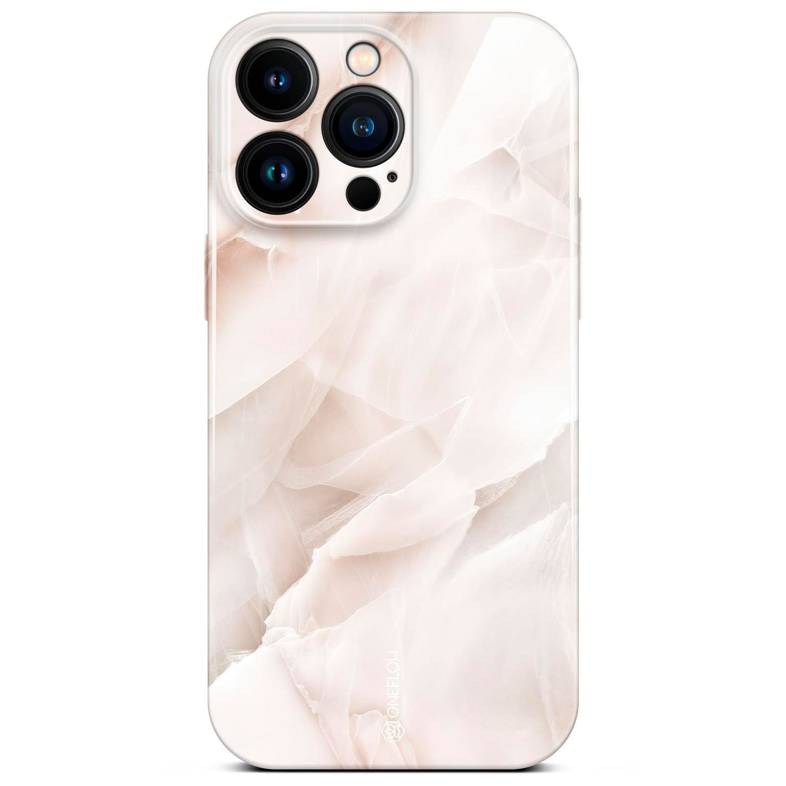 ONEFLOW Handyhülle für iPhone 16 Pro Max Hülle Marmor Bliss Cover Creme Rosa 6,9 Zoll, Handy Schutz Backcover Handytasche Case Schutzhülle mit Kameraschutz