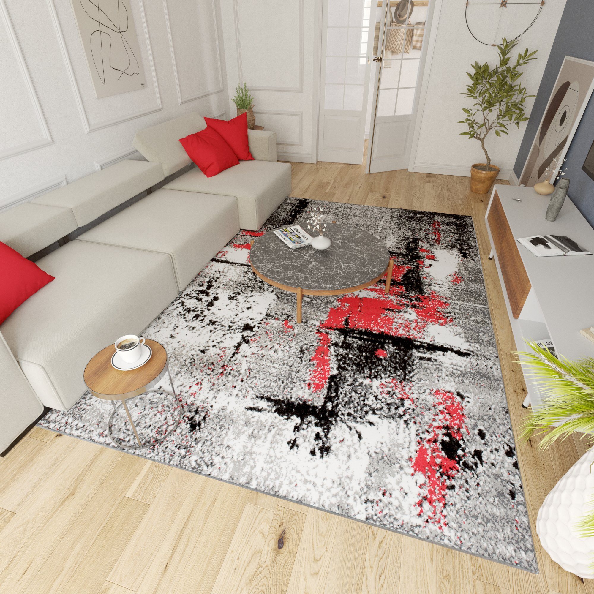 Mazovia Designteppich Modern Teppich Kurzflor Wohnzimmerteppich günstig online kaufen