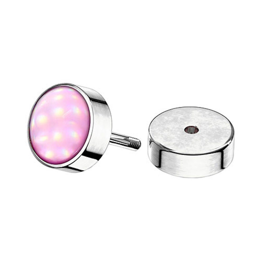 Piercing Platte Stecker Piercing-Set Tunnel Hantel Fake Pink Flesh Hantel Stein, Ohrstecker Silber Taffstyle Ohrstecker Ohrringe - Plug Epoxy Runde glänzenden