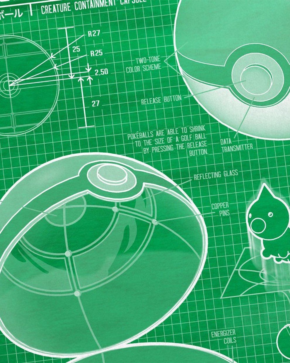 style3 T-Shirt Pokéball Blaupause monster spiel günstig online kaufen