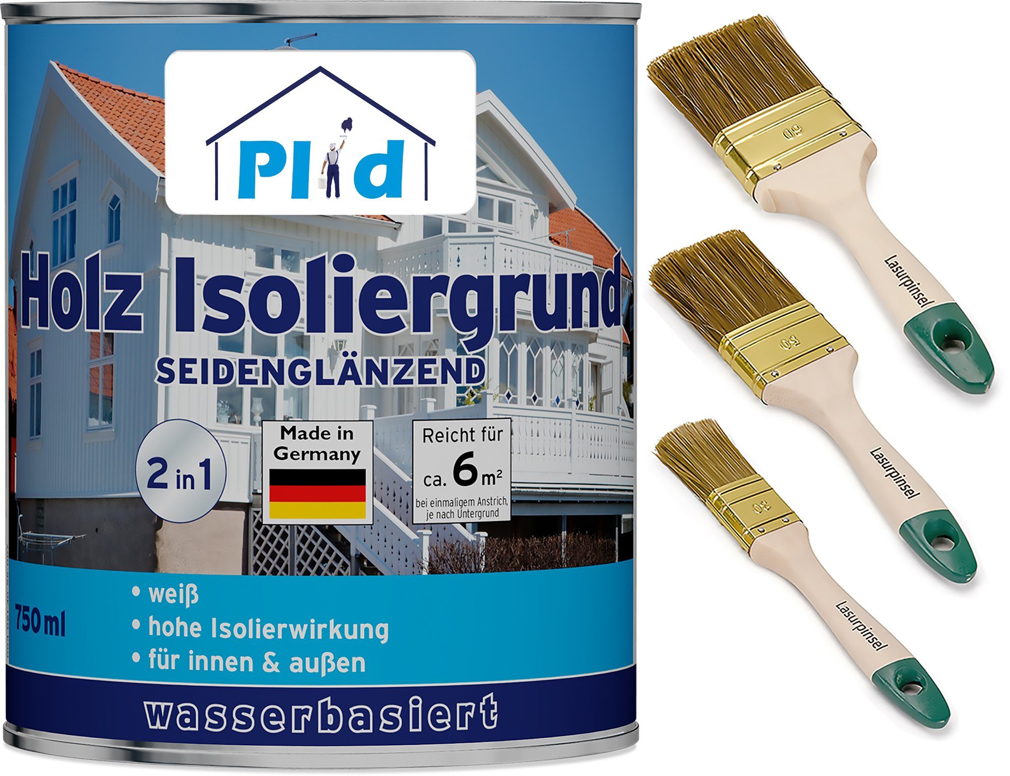 plid Holzlack Premium Holz-Isoliergrund Isolierfarbe Isoliergrund Pinsel, Schnelltrocknend