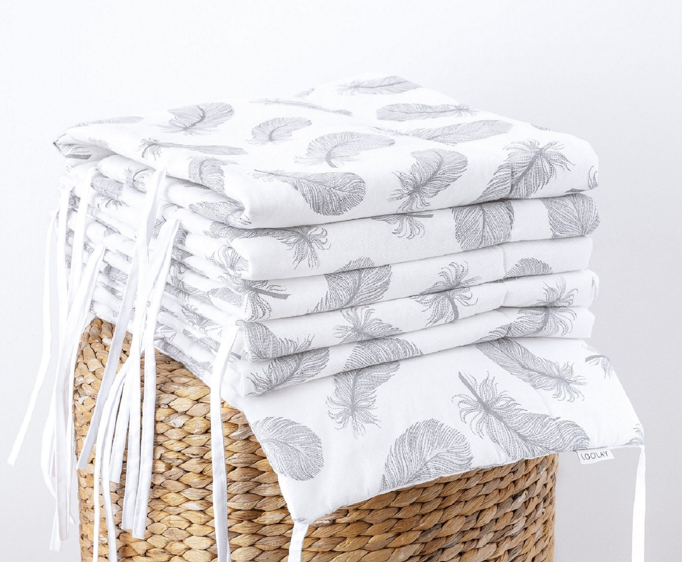 Loolay Bettnestchen GRAU WEIß Baumwolle BETTUMRANDUNG Babybett 420, 360, 21 günstig online kaufen