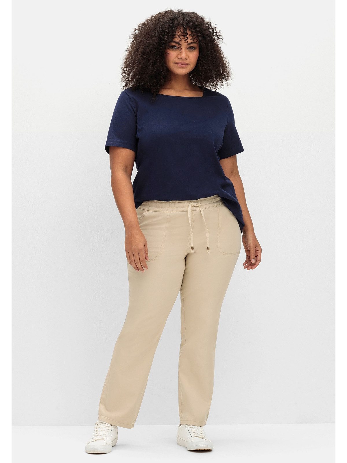 Sheego Schlupfjeans Große Größen mit gesmoktem Rundum-Dehnbund