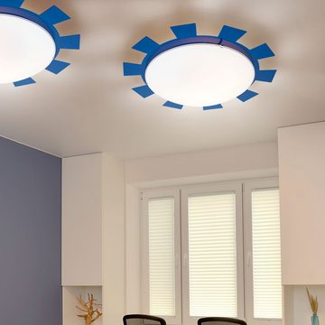 etc-shop Dekolicht, Leuchtmittel inklusive, Warmweiß, Kinderleuchte Deckenleuchte Wandlampe LED Kinderzimmer Stahl blau weiß