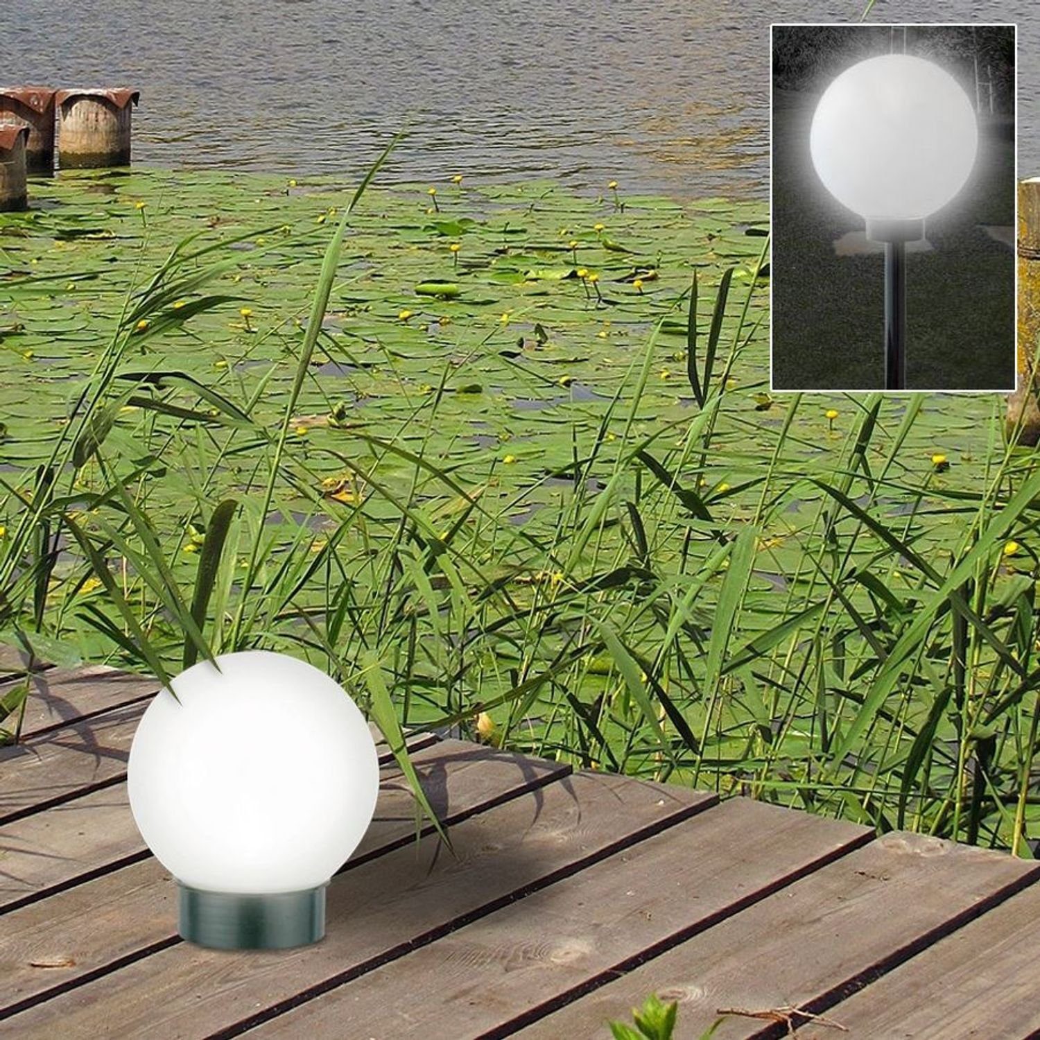 BURI Gartenleuchte LED Solar Kugelleuchte 3 in 1 Kugellampe Leuchtkugel