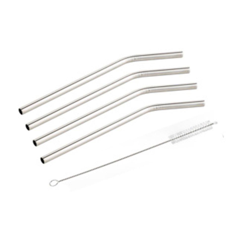 Haushalt International Trinkhalme Edelstahl Trinkhalm, 4er Set inkl. Reinigungsbürste, (1-tlg)