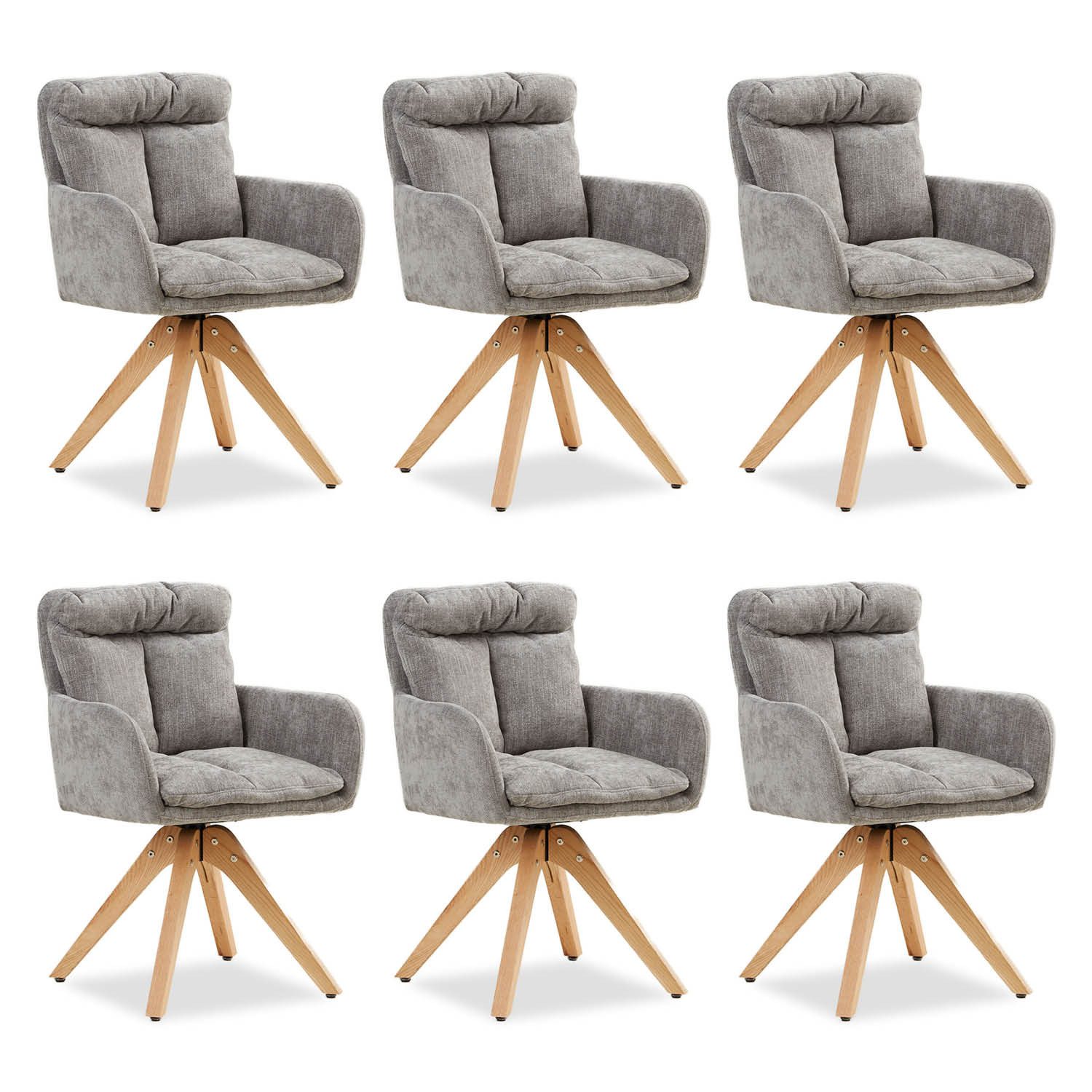 Homestyle4u 6er Set Polsterstühle Drehbar in Grau 2853 günstig online kaufen