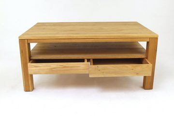 möbelando Couchtisch in Eiche massiv, Eiche Massiv - 110x49x70cm (BxHxT)