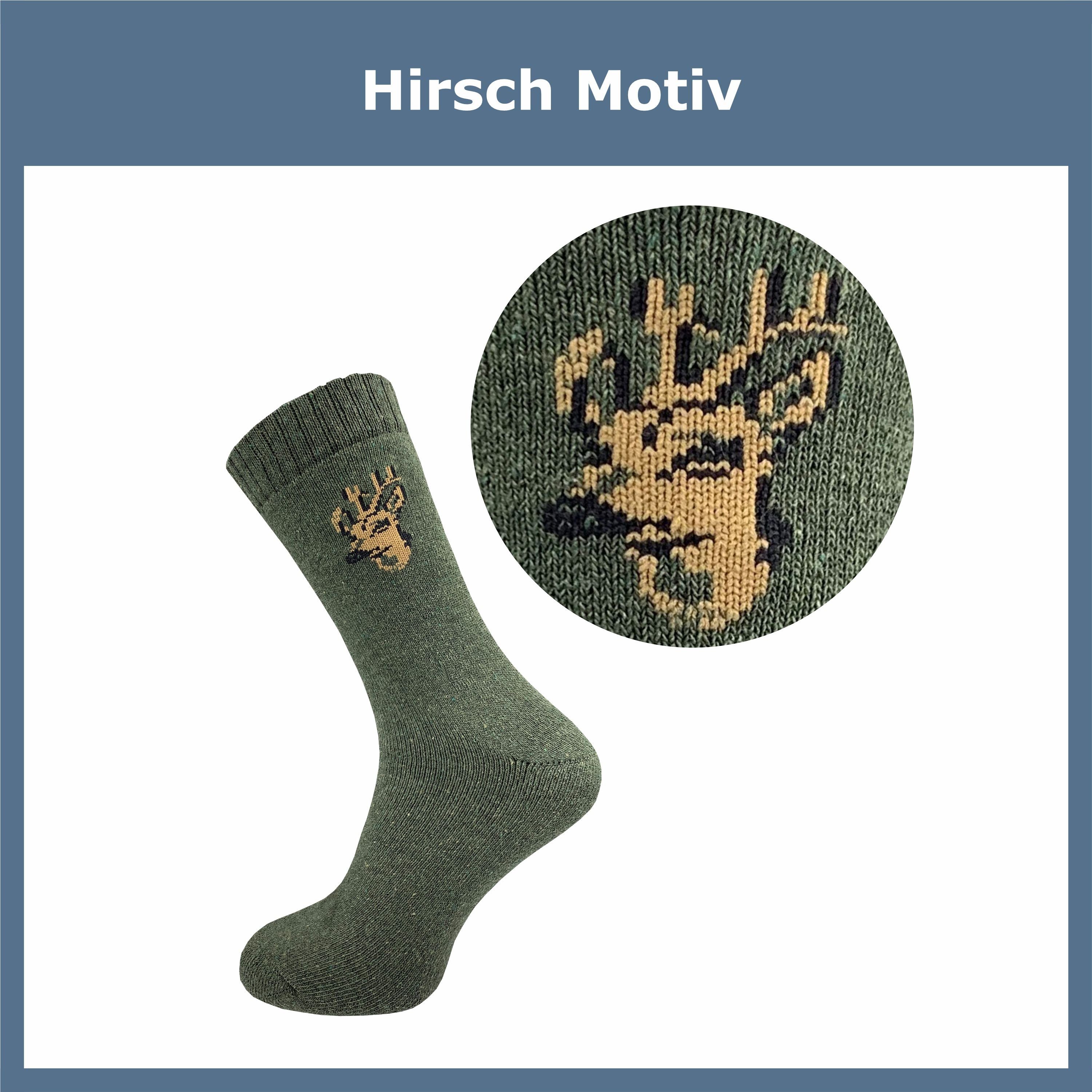 GAWILO Freizeitsocken für Herren - warme Socken für Jäger - Armysocken uni & mit Jagdmotiv (9 Paar) mit gepolsterter Frotteesohle, verfügbar in grün, grau & schwarz