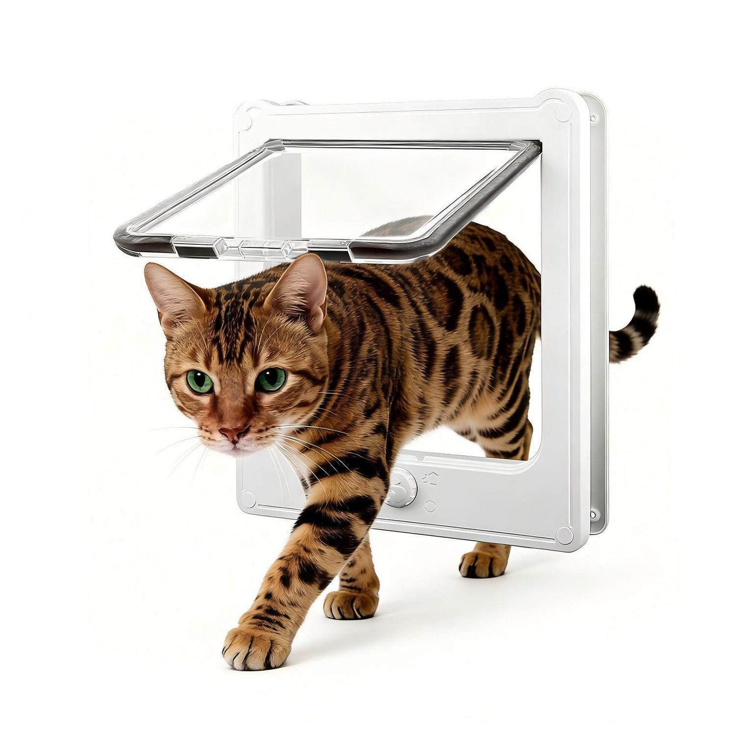 LuxusKollektion Katzenklappe Katzenklappe 4-Wege Weiss 27.5x23.5cm