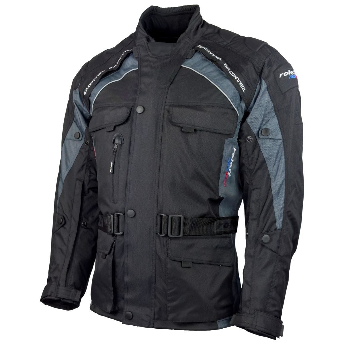 roleff Motorradjacke RO781 - Schwarz-Grau, wasserdicht, atmungsaktiv & mit Protektoren auch in großen Größen, in verschiedenen Farben erhältlich