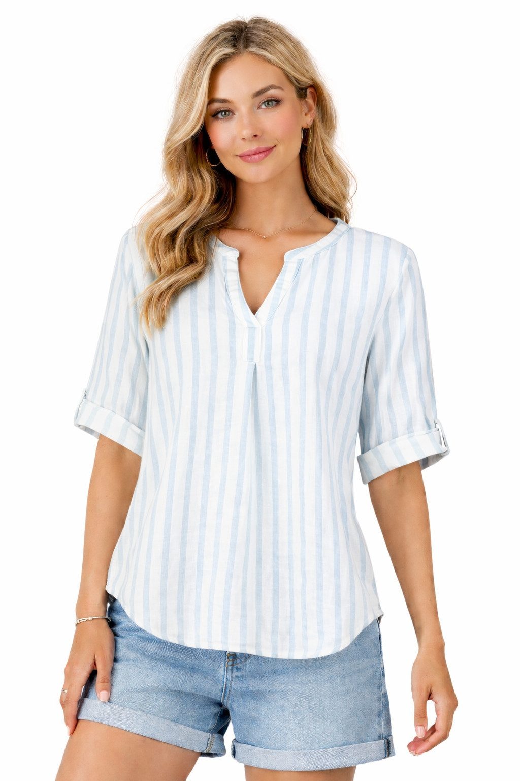 Eight2Nine Hemdbluse Eight2nine Damen Leinen Bluse atmungsaktiv Kurzarmbluse Sommer Urlaub