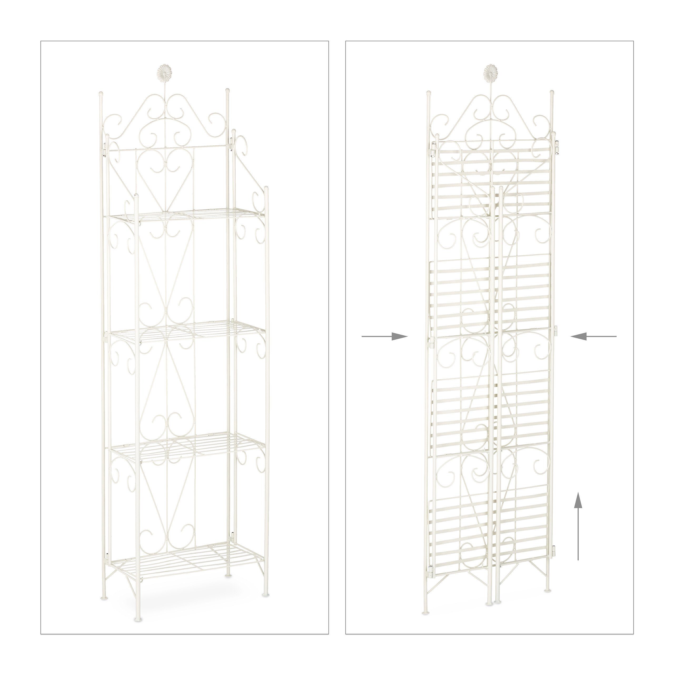 relaxdays Blumenständer Pflanzenregal Metall 4 Ablagen