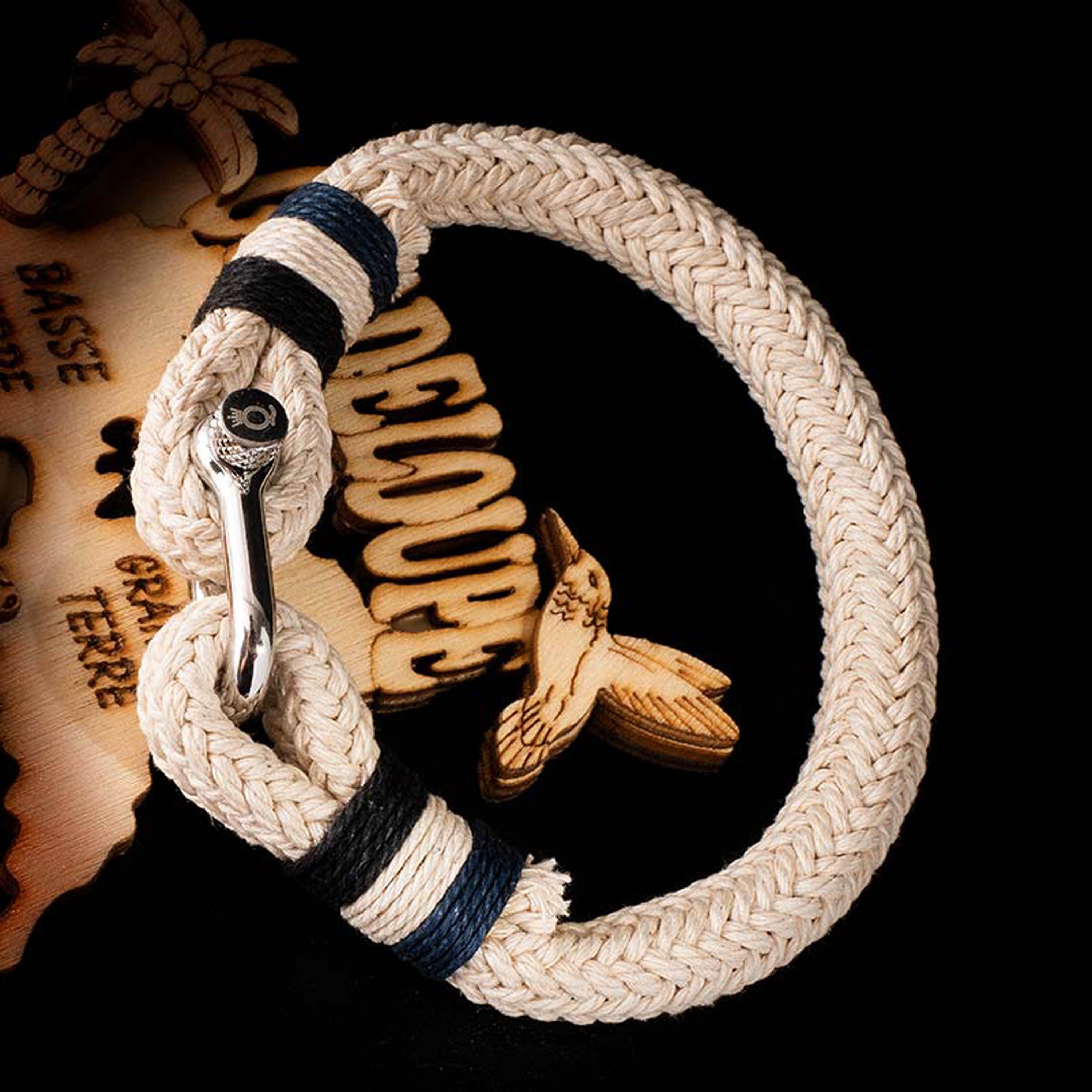 UNIQAL.de Armband Maritime Casual Kallan "AQUA" aus handgefertigt) Segeltau Segeltau, Armband Schäckel Style, nautics, (Edelstahl, verschluss