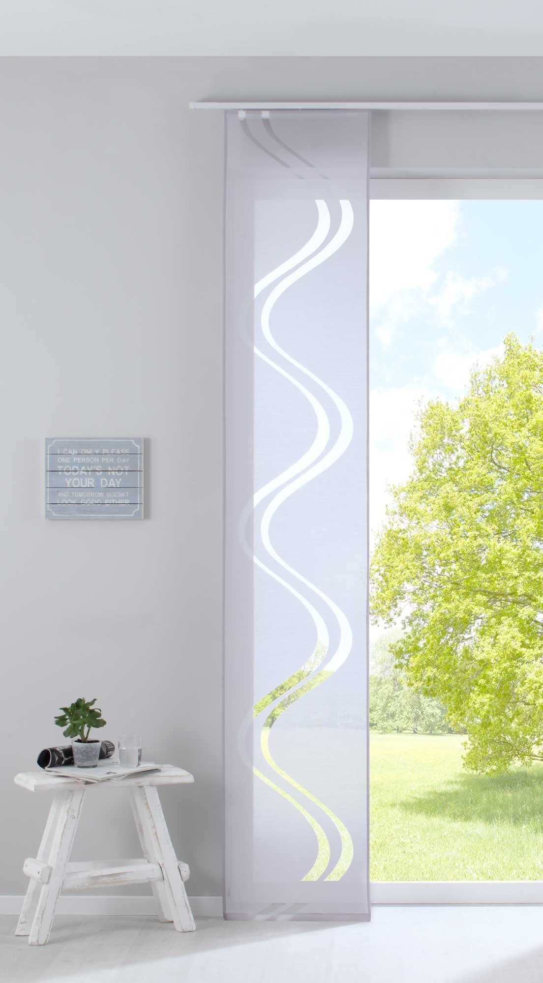 Gardinenbox Schiebegardine, Klettband (1 St), halbtransparent, Ausbrenner Wellen Paneelwagen 20190418