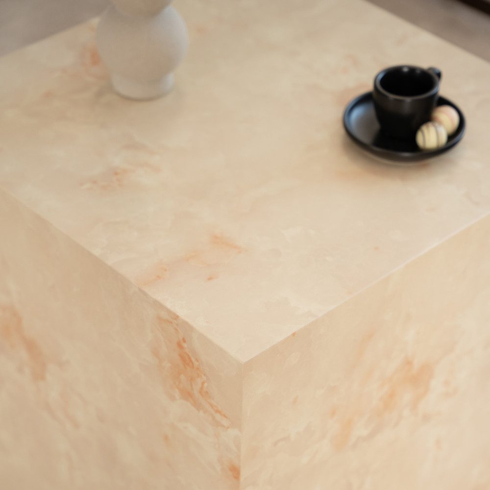 HOME DELUXE Couchtisch SELY - 50 x 50 x 50 cm, Travertin-Effekt, Marmoropti günstig online kaufen