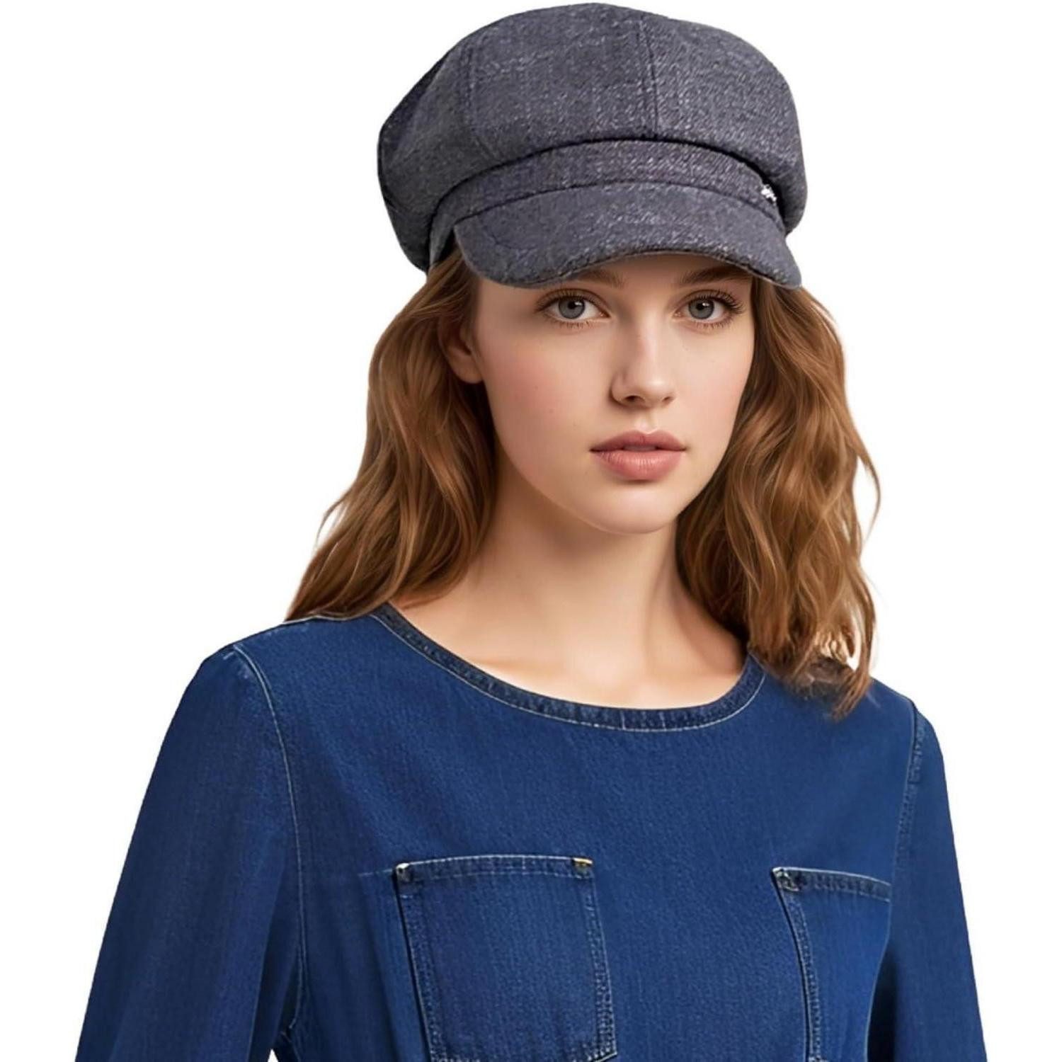 LuxusKollektion Baskenmütze Ballonmütze Damen Baskenmütze Barett Schirmmütze Einheitsgröße Grau