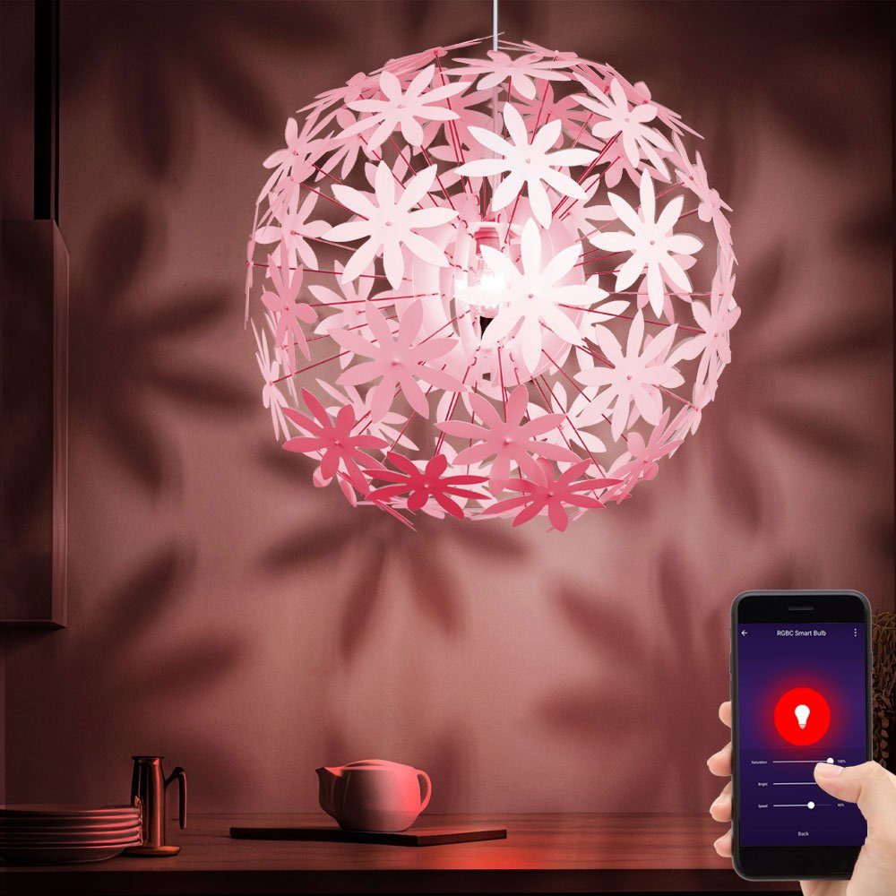 Tageslichtweiß, LED-Leuchte, Set Farbwechsel, Leuchtmittel Sprach Warmweiß, im dimmbar Hänge Lampe etc-shop Pendel Blüten Smarte Steuerung inklusive, Kaltweiß, Neutralweiß, Leuchte App