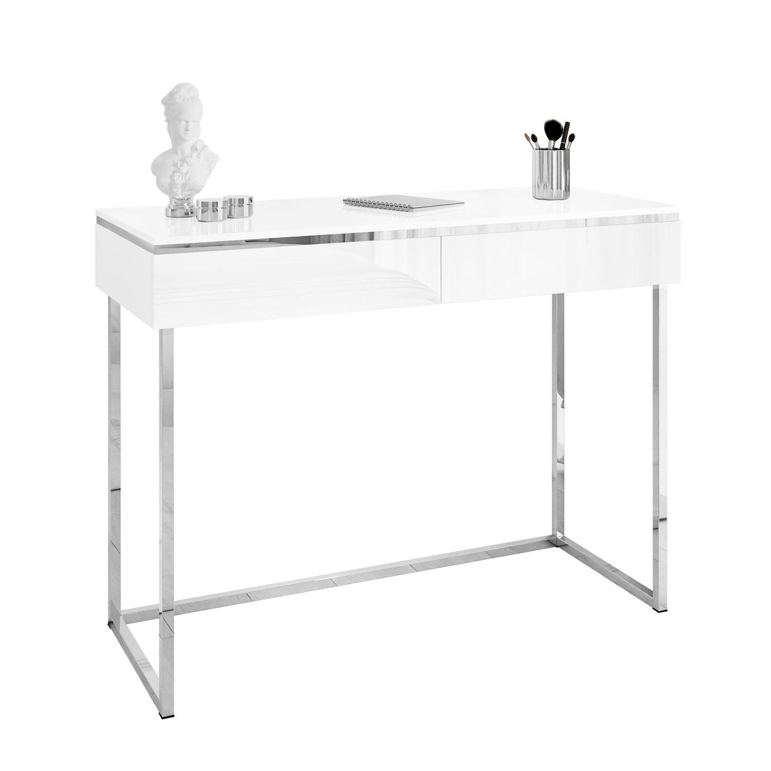 Lookway Konsolentisch AURORA SILVER auf silbernem Gestell (1x Konsole), 102x43,6x78,5 cm