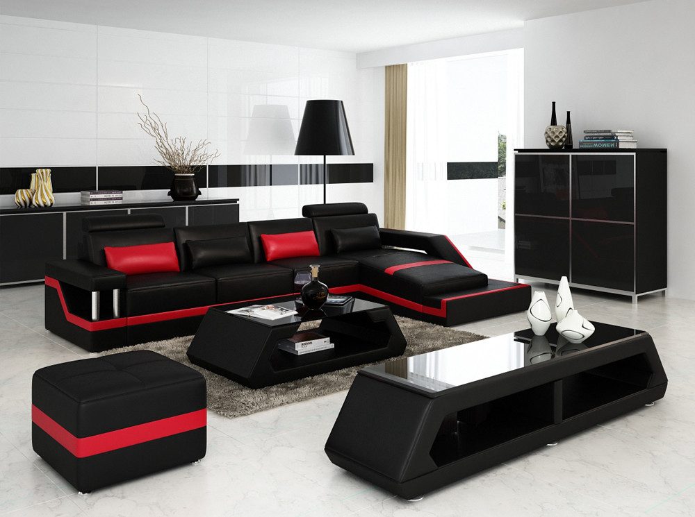 Xlmoebel Ecksofa Designer Ledersofa HAMBURG III mit USB-Anschluss und modernem Design, Ecksofa, Hergestellt in Europa