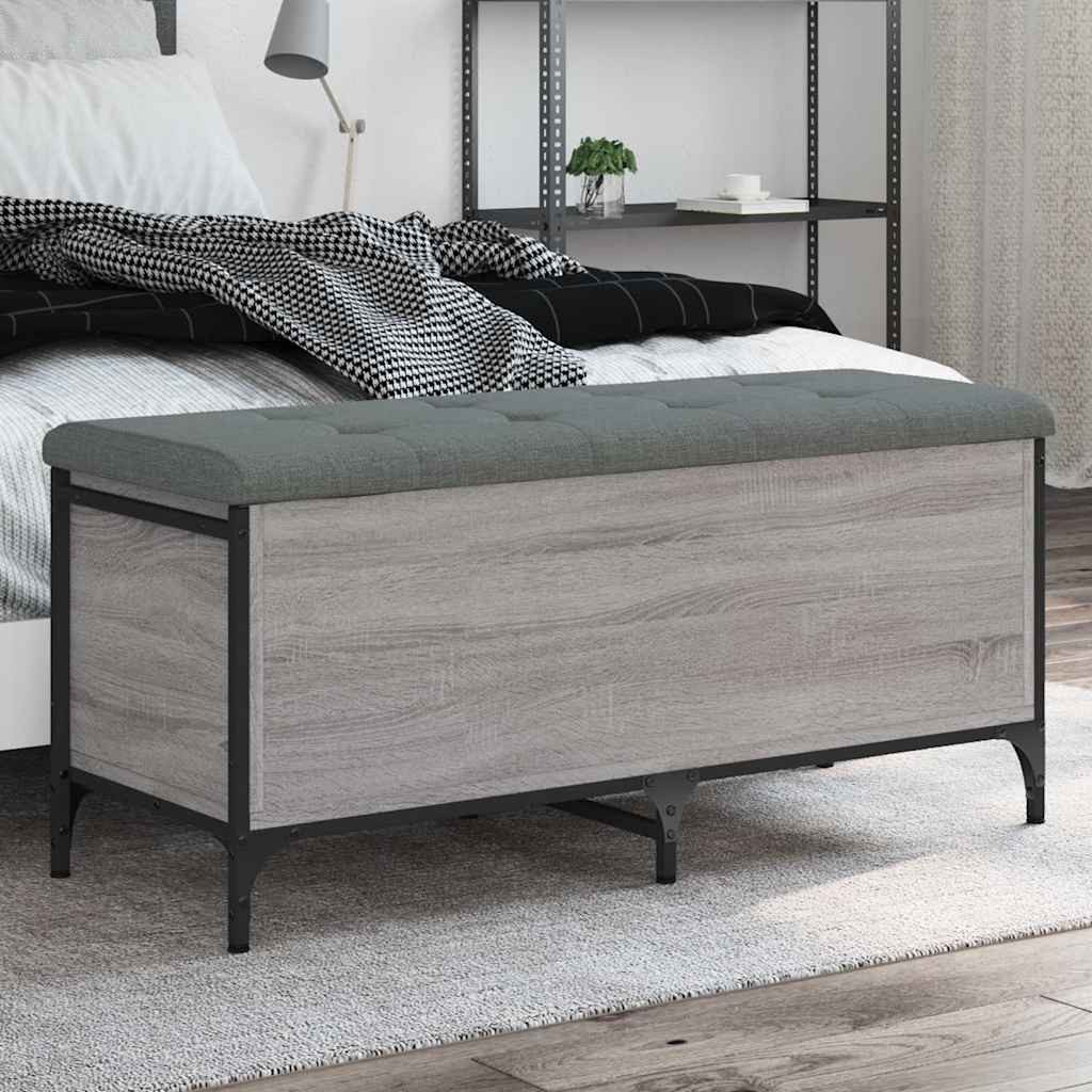 vidaXL Sitzbank Sitzbank mit Stauraum Grau Sonoma 102x42x45 cm Holzwerkstoff