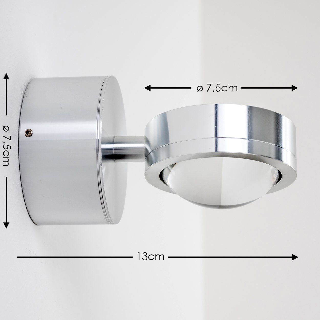 aus Lichteffekt, Metall Wandleuchte hofstein Wandlampe Lumen, Kelvin, Wandspot geeignet runde Glas 3000 u. in »Beura« m. IP44, 300 Aluminiumgebürstet, LED