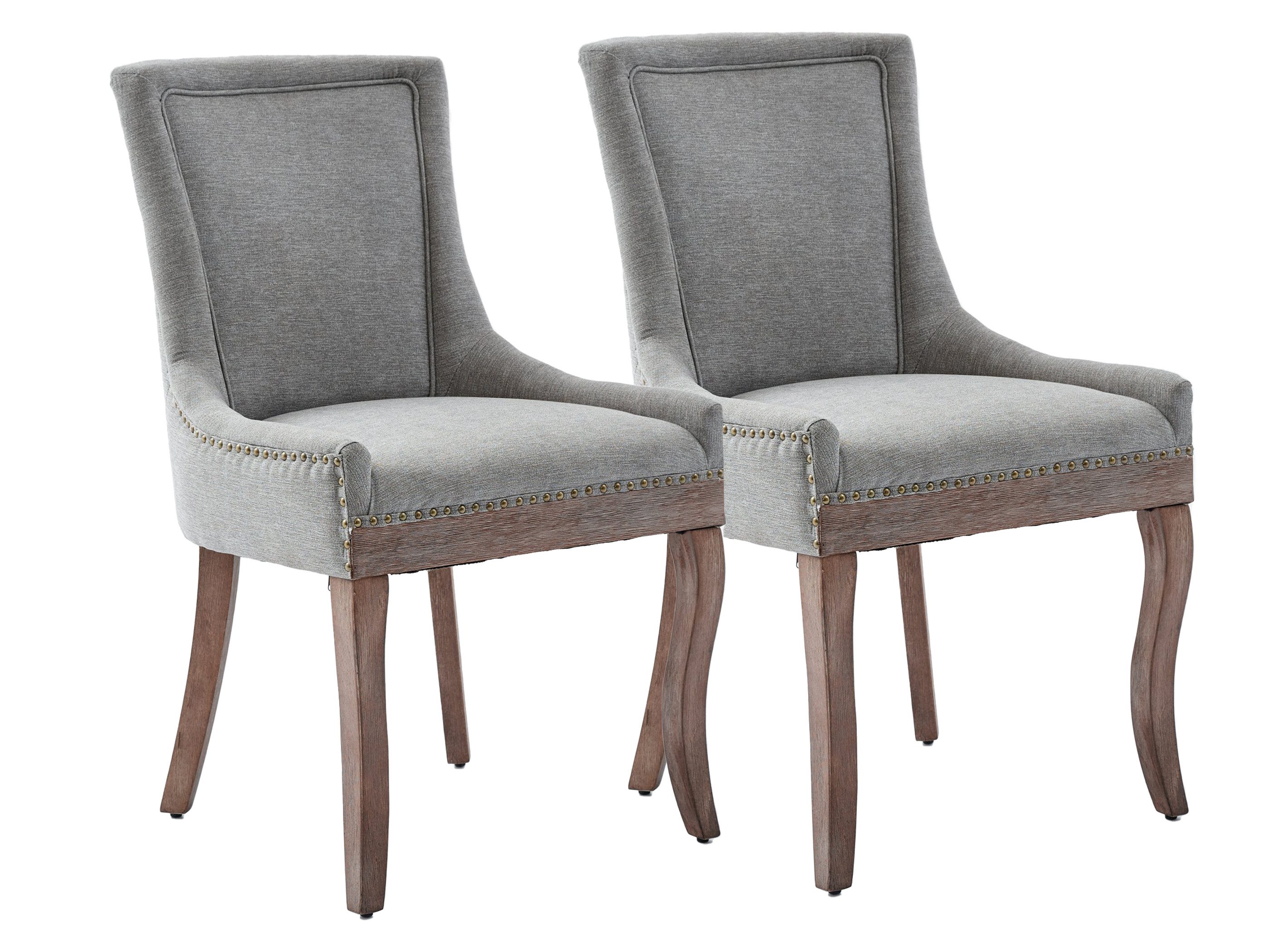 SeedWave Esszimmerstuhl 2er-Set Küchenstuhl Chenillebezug, Holzfüße günstig online kaufen