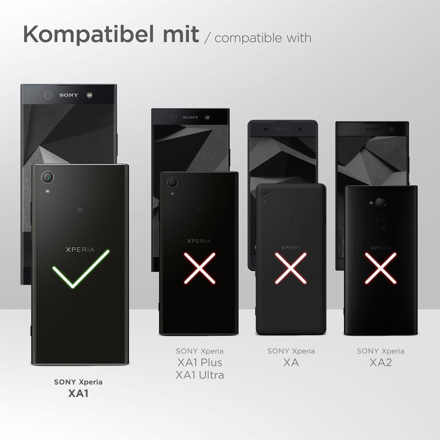 moex Handyhülle für Sony Xperia XA1 Hülle Klappbar Book Case Schwarz 5 Zoll, Klapphülle Kartenfach Flip Cover Handytasche Leder Optik Schutzhülle