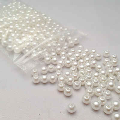 DekoTown Bastelperlen Wachsperlen Perlen Weiß D8mm, 100g