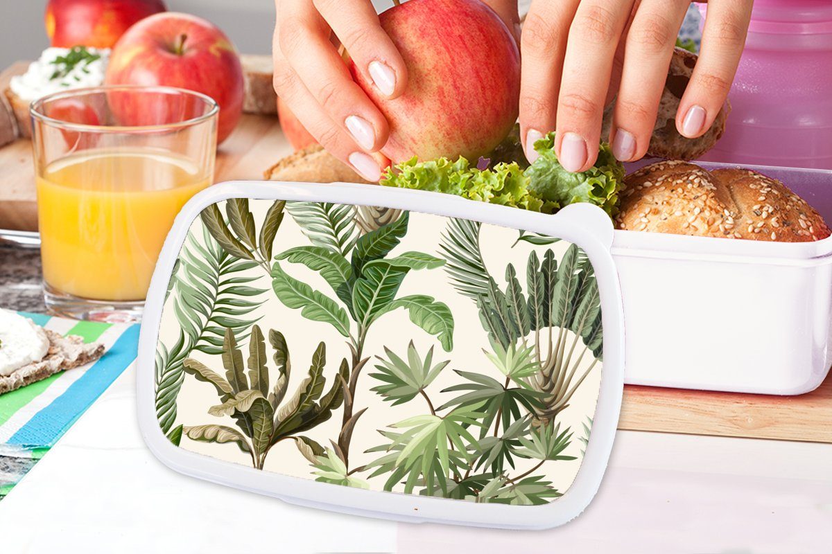 Pflanzen, für Brotbox Dschungel Erwachsene, - Kinder Bananenstaude - weiß Lunchbox Brotdose, (2-tlg), - Natur MuchoWow Mädchen - - Palme für und und Kunststoff, Kinder Jungs