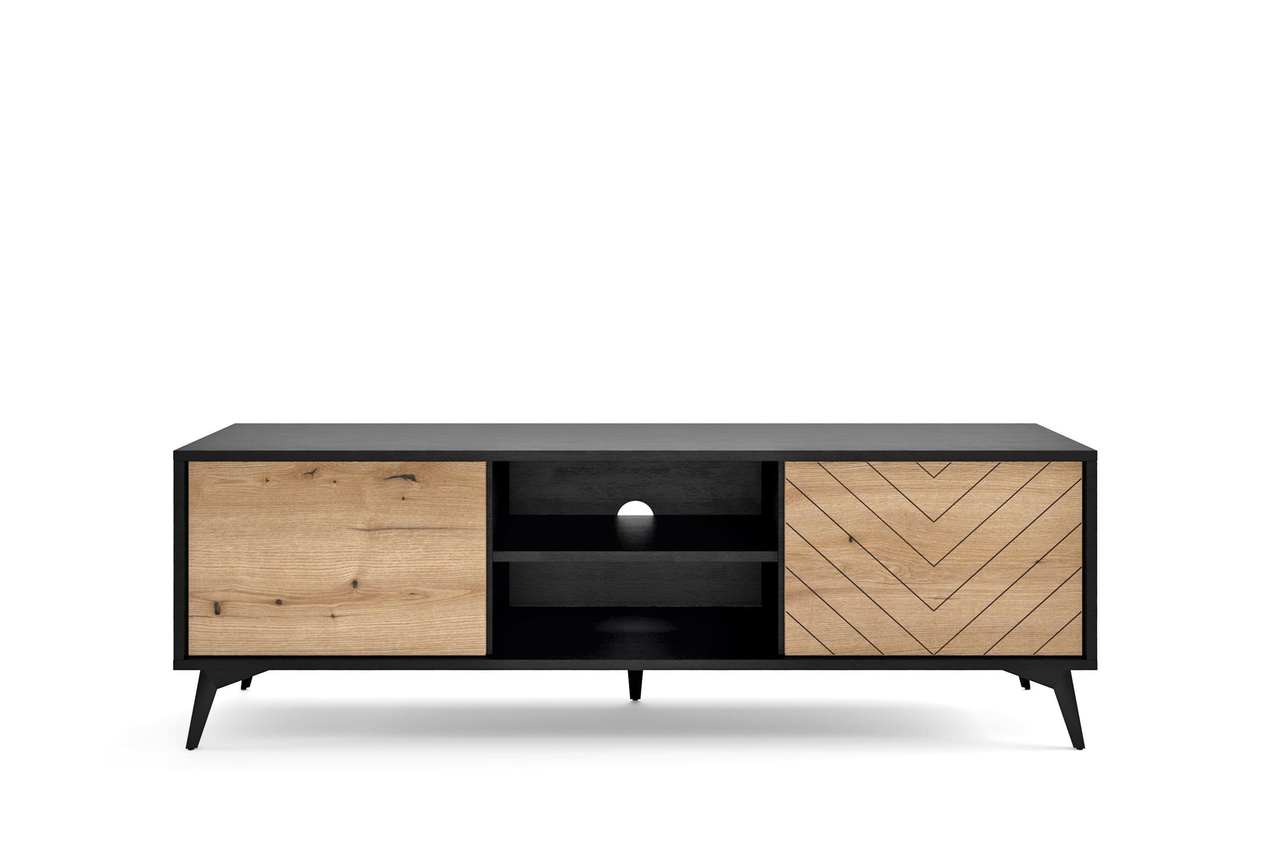 MOEBLO TV-Board RTV-Schrank Onyks RTV154 (schwarz/eiche günstig online kaufen