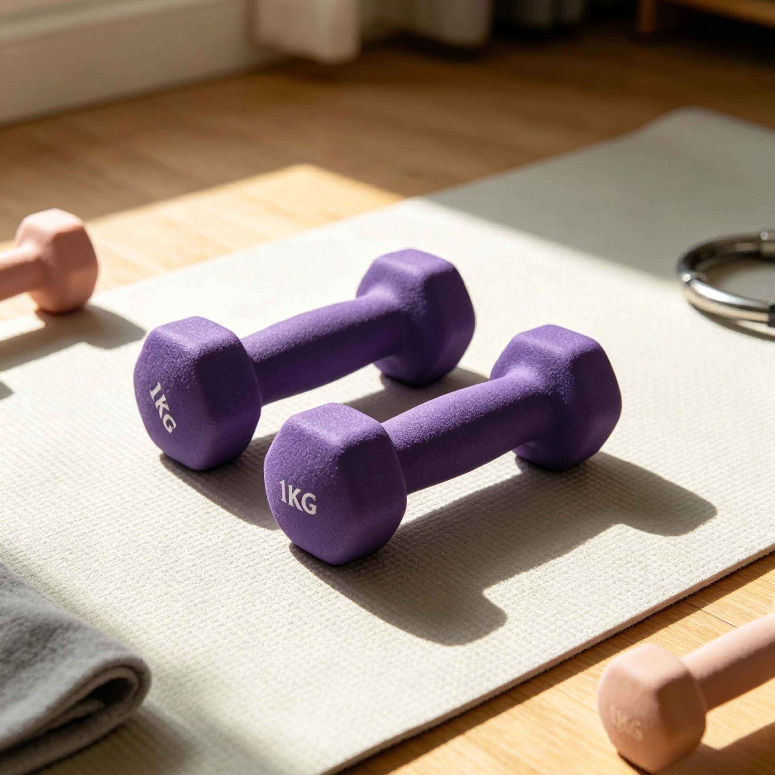 relaxdays Gymnastikhantel Hanteln 2er Set Gusseisen, 1kg