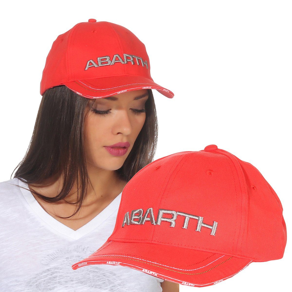 Baseball Damen Schildmütze Cap Rot Basecap Mütze Abarth Markenwarenshop-Style Kappe Cap -