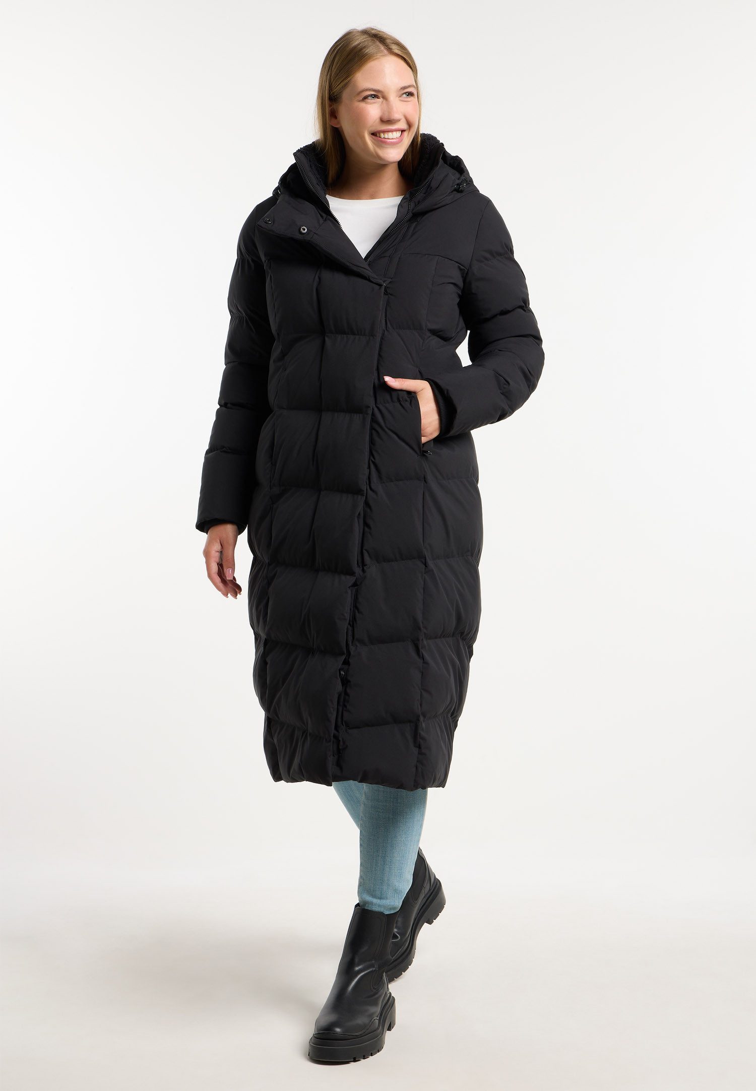 Ragwear Steppmantel PAVLA LONG verdeckter Reißverschluss