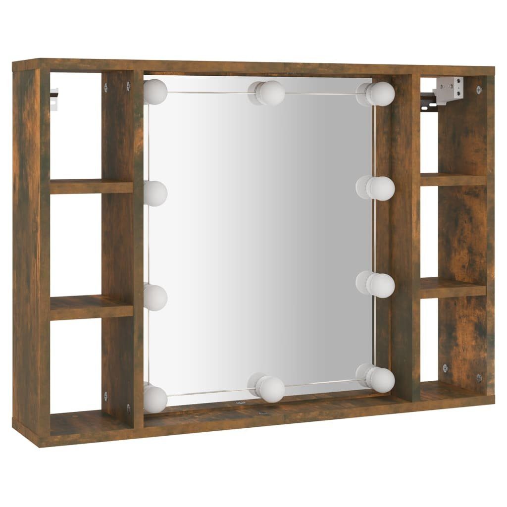 vidaXL Badezimmerspiegelschrank Spiegelschrank (1-St) 76x15x55 LED cm Räuchereiche mit
