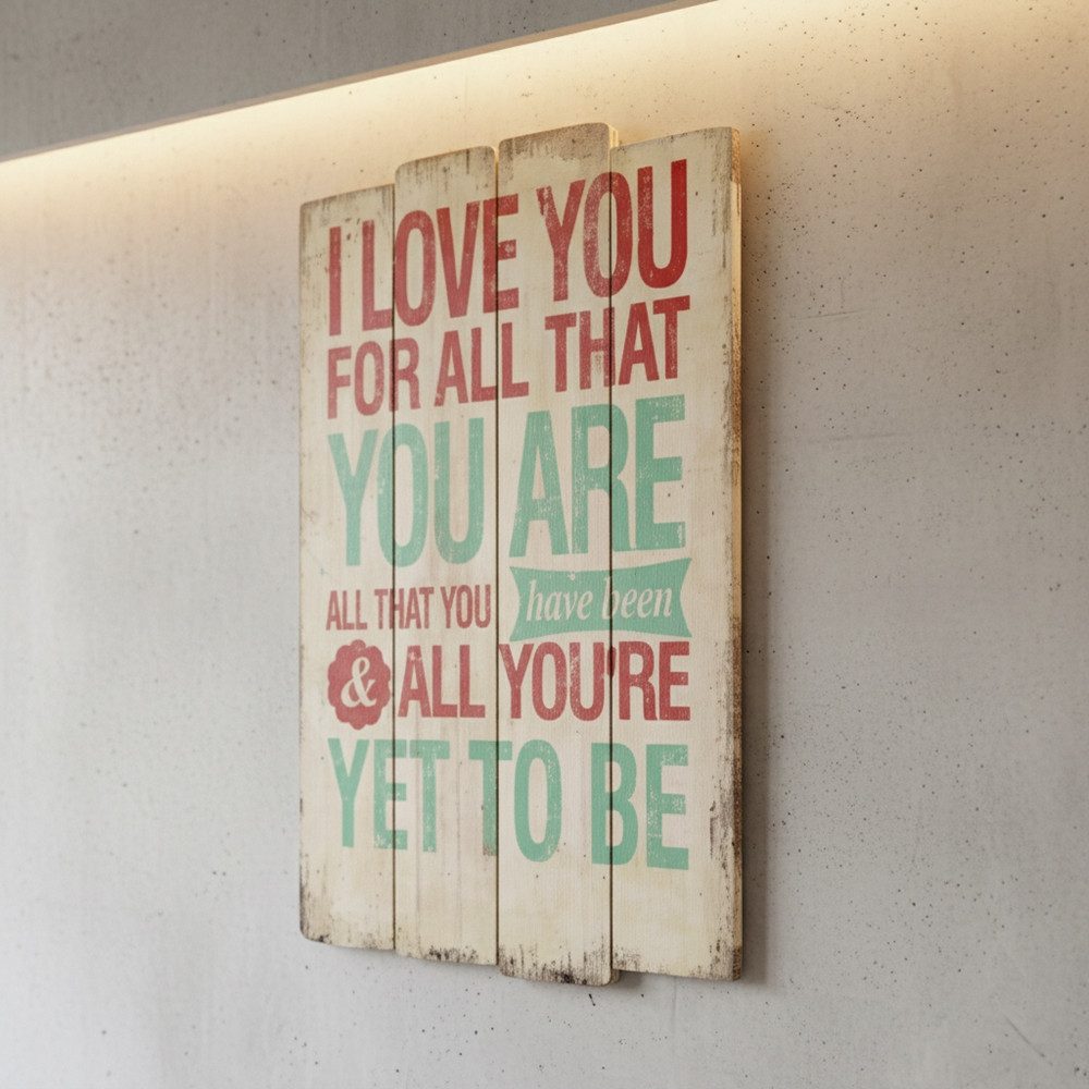 Mucola Holzbild Holzbild Wandbild Wanddekoration Holzschild 60cm Love used look Retro, Spruch (Stück, 1 St), Massivholz