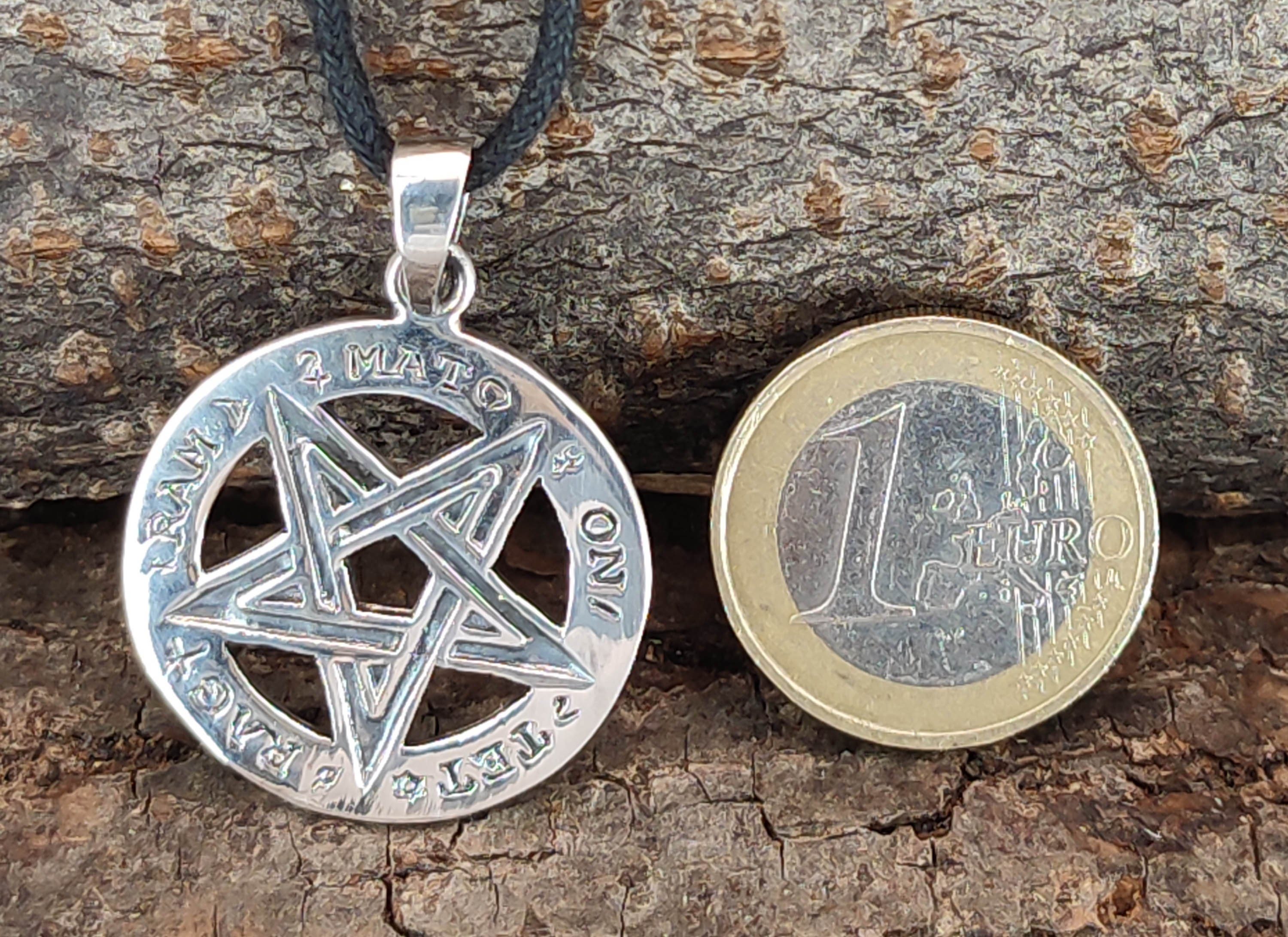 Leather Luzifer of Drudenfuß Kiss of Church Satan Kettenanhänger Pentagramm