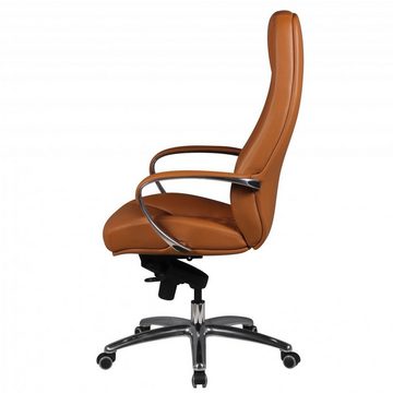 Amstyle Chefsessel SPM1.299 (Bürostuhl AUSTIN Echtleder Caramel 120 kg), Schreibtischstuhl Hohe Rückenlehne mit Kopfstütze