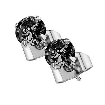 Taffstyle Paar Ohrstecker Ohrringe 925 Silber Solitär Ohrstecker mit Zirkonia Diamant Stein Rund (Schwarz), Geschenke für Frauen Freundin zum Geburtstag Weihnachten Valentinstag