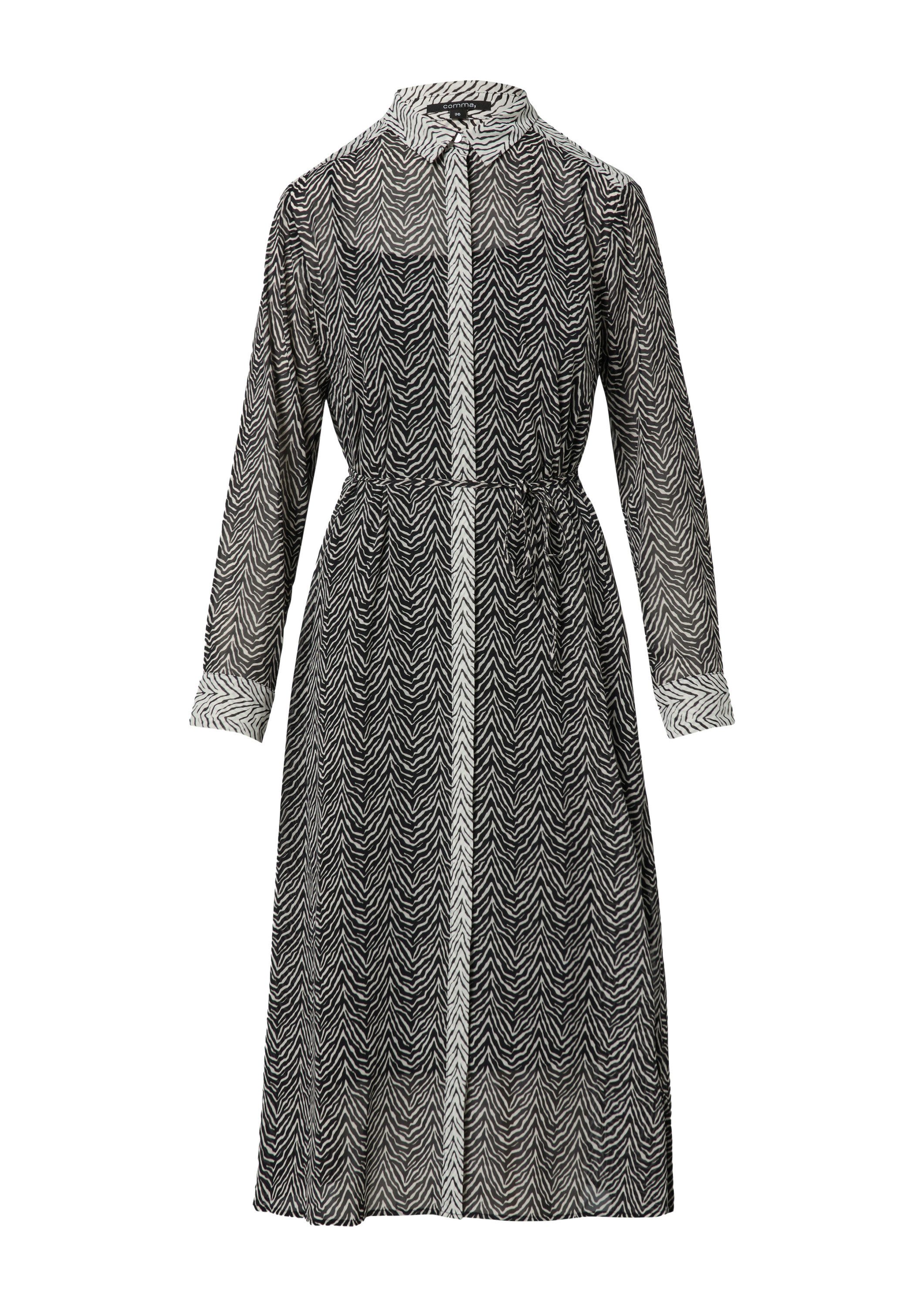 comma Maxikleid Kleid Chiffon-Kleid mit Hemdkragen und Bindeband günstig online kaufen