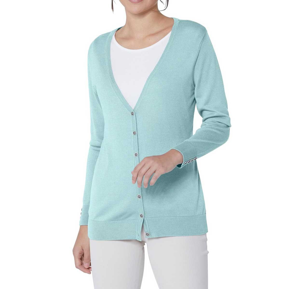 creation L Strickjacke Luxus-Strickjacke, Damen aqua L PREMIUM CRéATION