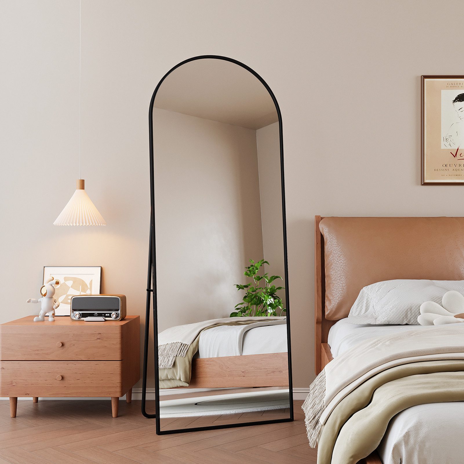 PXloue Ganzkörperspiegel Oval Standspiegel Groß Wand Ganzkörper, Spiegel Rund, für Schlafzimmer Badezimmer – Bild 4 von 5