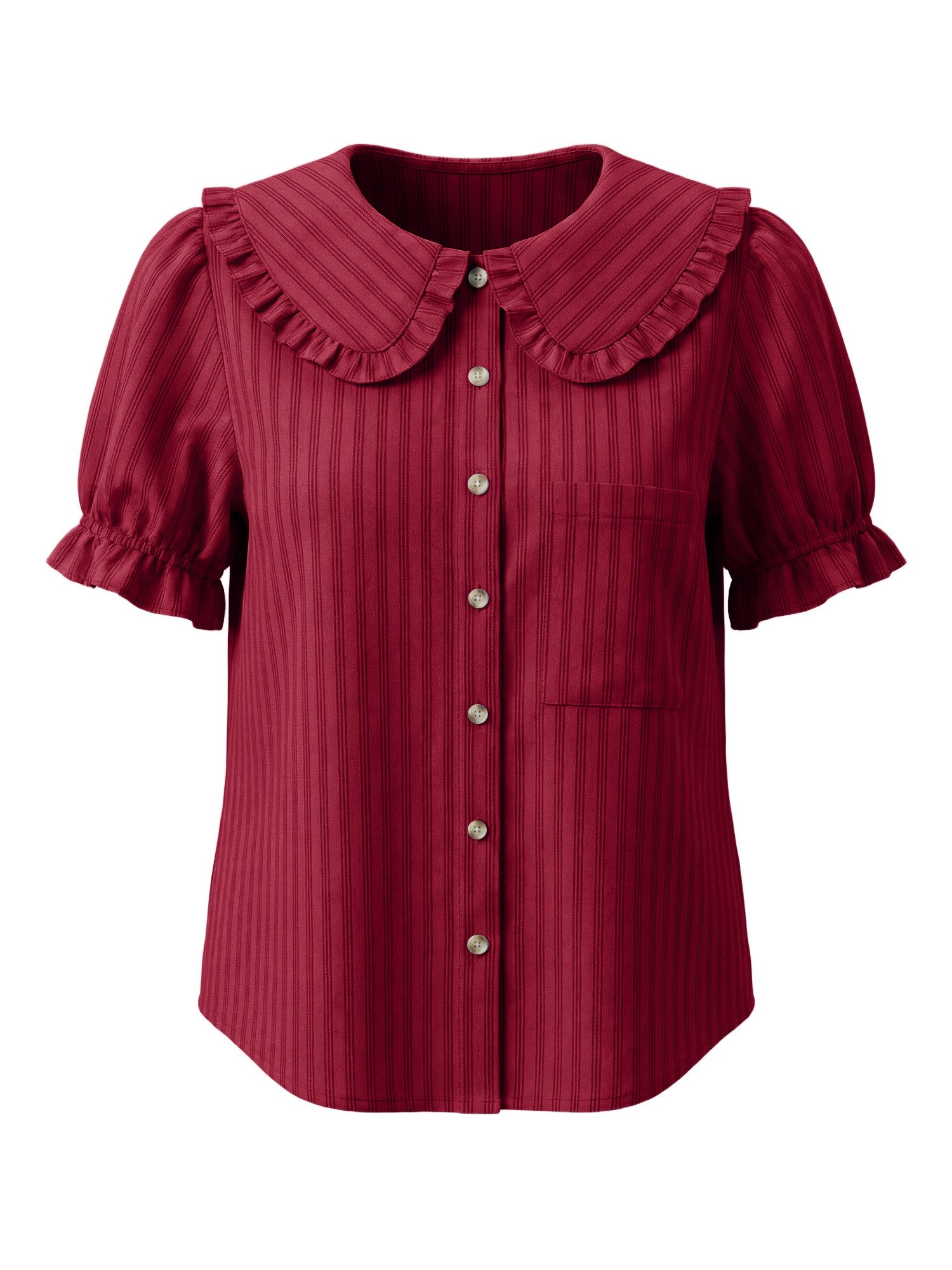 Imily Bela Blusentop Damen Bluse mit Puffärmeln und Peter-Pan-Kragen (Packung, 1-tlg., 1per-Pack) gestreiftes – Bild 5 von 5