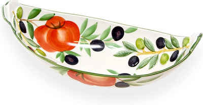 Lashuma Salatschüssel »Tomate Olive«, Keramik, (1-tlg), Ovale Servierschale handgemacht 30x15 cm