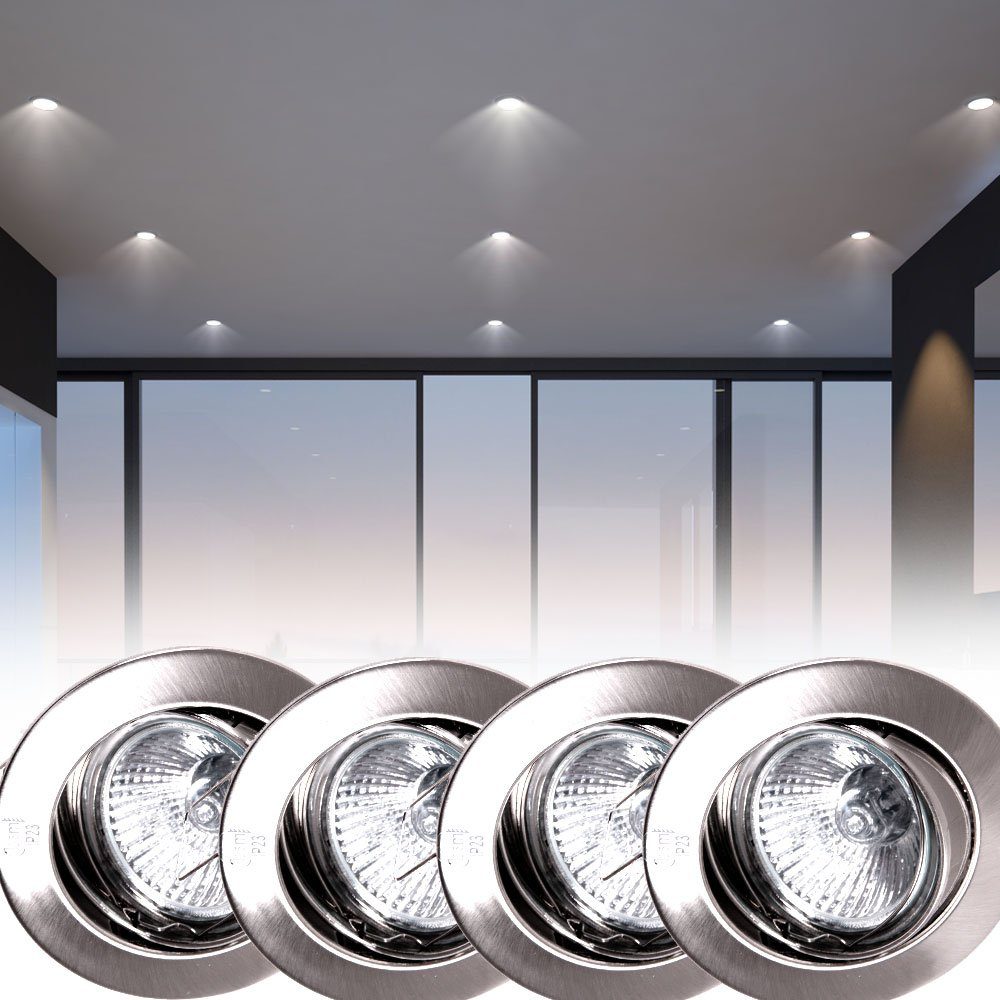 etc-shop LED Einbaustrahler, Leuchtmittel inklusive, Warmweiß, 4er Set Decken Einbau Strahler beweglich Alu Wohn Zimmer | Strahler
