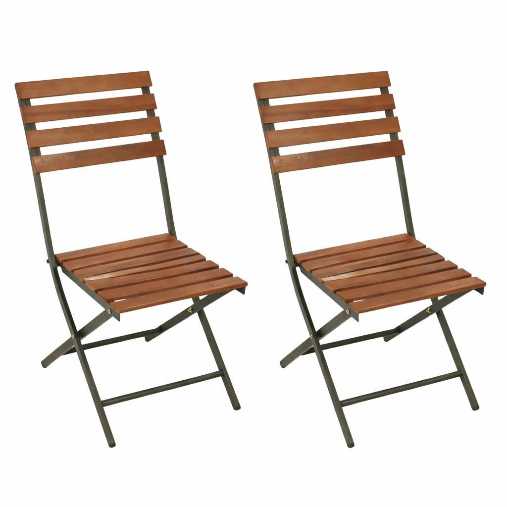 DEGAMO Gartenstuhl LIENZ (2 St), Stahlgestell, Belattung aus geöltem Akazienholz