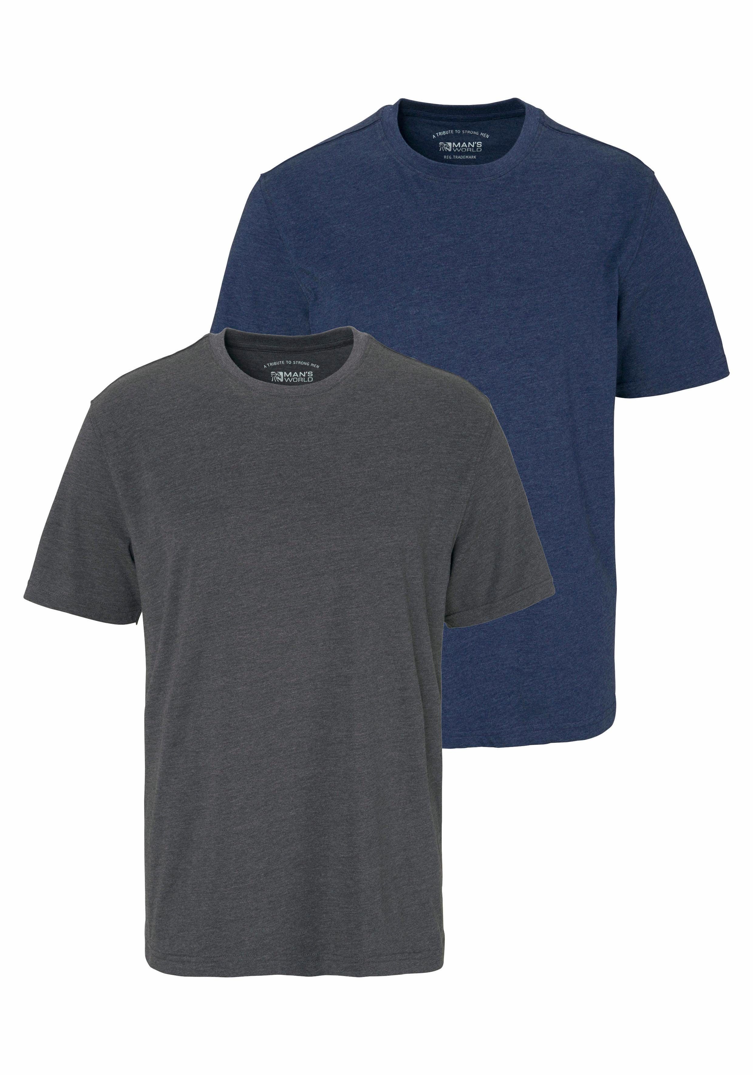 Man's World Rundhalsshirt (2er-Pack) Kurzarm, Basic-Stil, aus Baumwollmischung, 2er-Pack