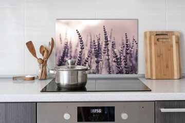 queence Küchenrückwand Lavendel - Lila - Pflanzen - Spritzschutz Wandschutz für Herd & Spüle, (1-tlg), 60x40x0,3 cm - Hitzebeständig - Herdspritzschutz - Alu-Dibond