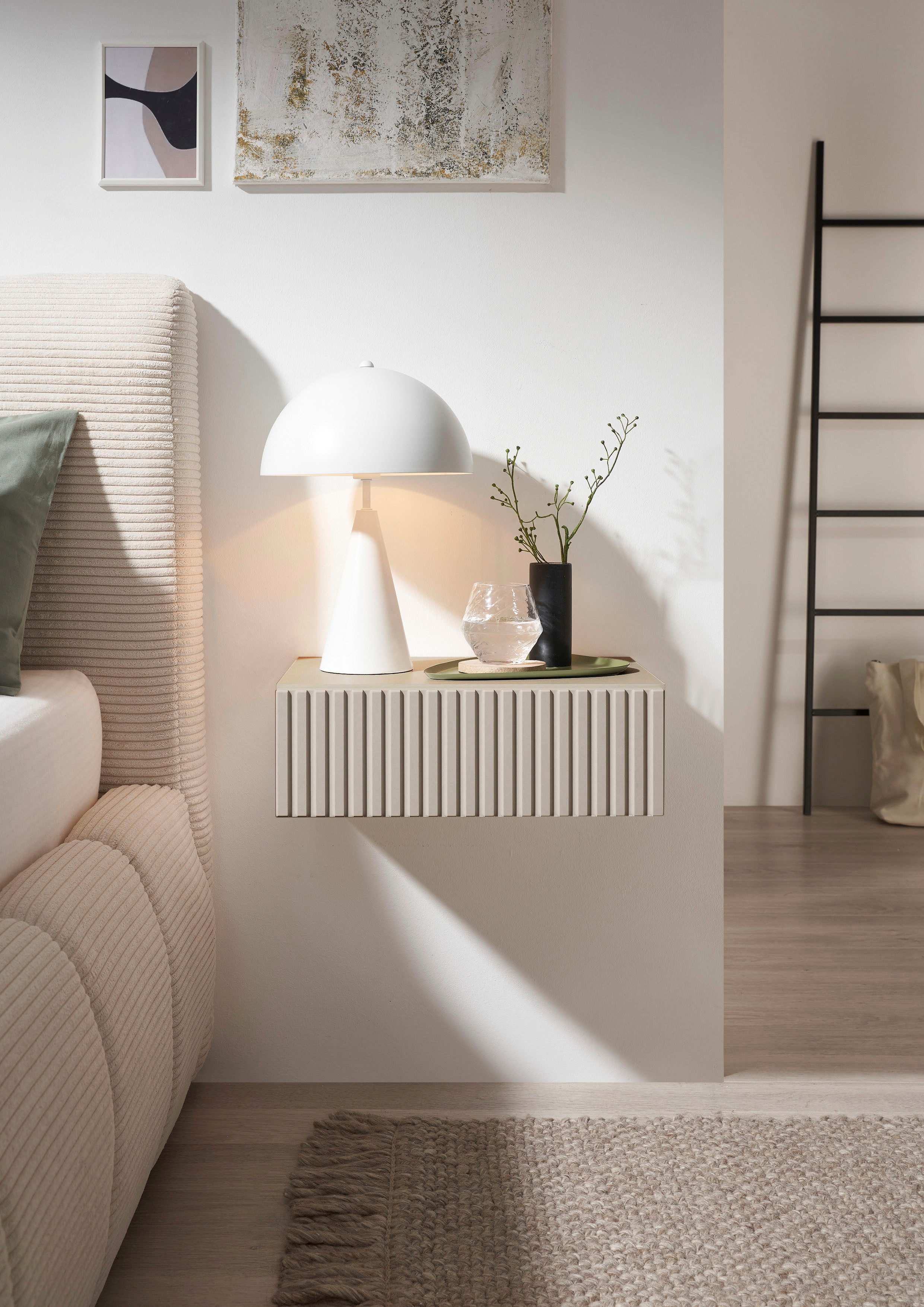 Schlafkontor Nachtkommode Taboni Nachttisch, Nachtkonsole mit Push-to-open, Wandmontage