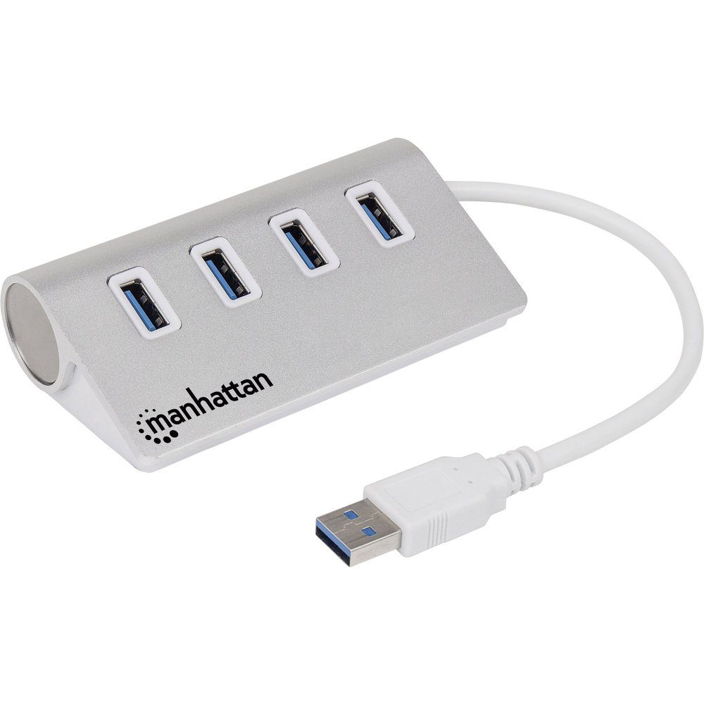USB-Verteiler Manhattan 163767 4 Port USB 3.2 Gen 1-Hub (USB 3.0) mit Aluminiumgehäu